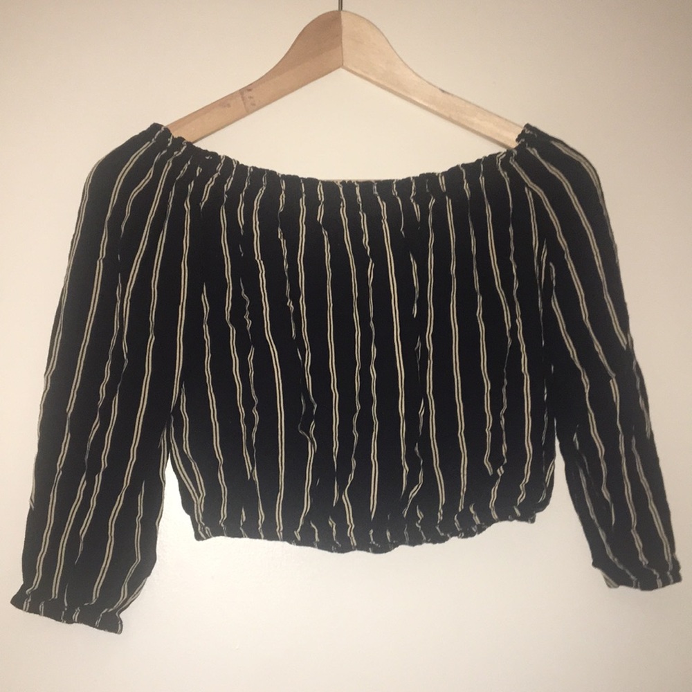 Off the shoulder pin stripe brandy melville top